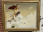 Olieverf schilderij naar Michael Parkes 'Night Flight',78x98, Ophalen