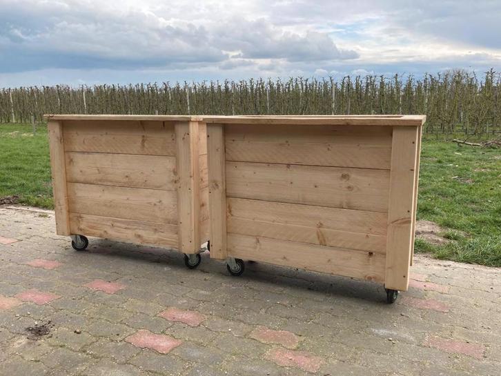 Verrijdbare plantenbakken, Tuin en Terras, Bloembakken en Plantenbakken, Nieuw, Hout, Binnen, Balkon, Tuin, 60 cm of meer, 60 tot 100 cm