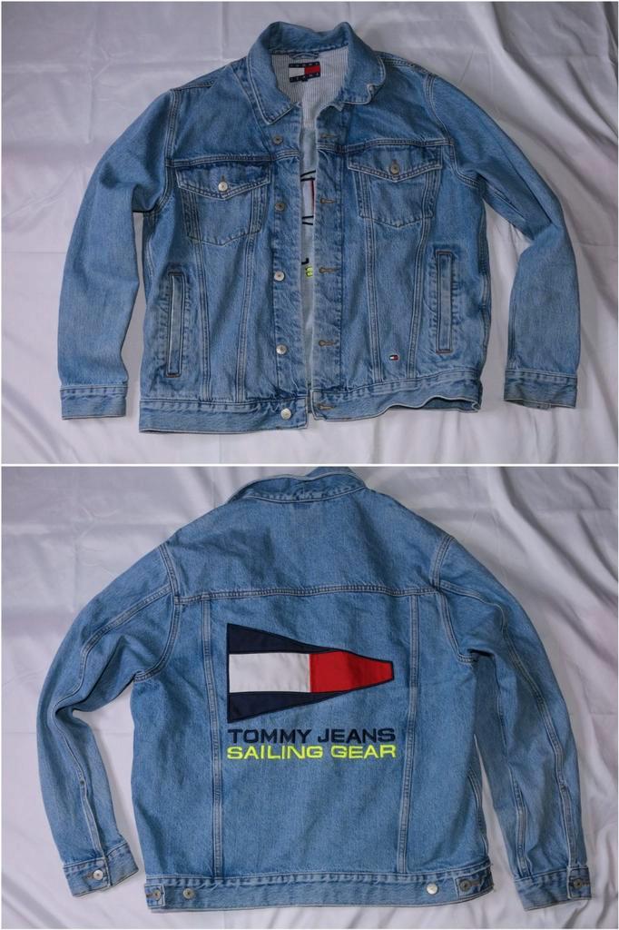 Tommy Jeans Hilfiger retro 90s spijkerjas unisex maat L, Kleding | Heren, Jassen | Zomer, Zo goed als nieuw, Blauw, Ophalen of Verzenden