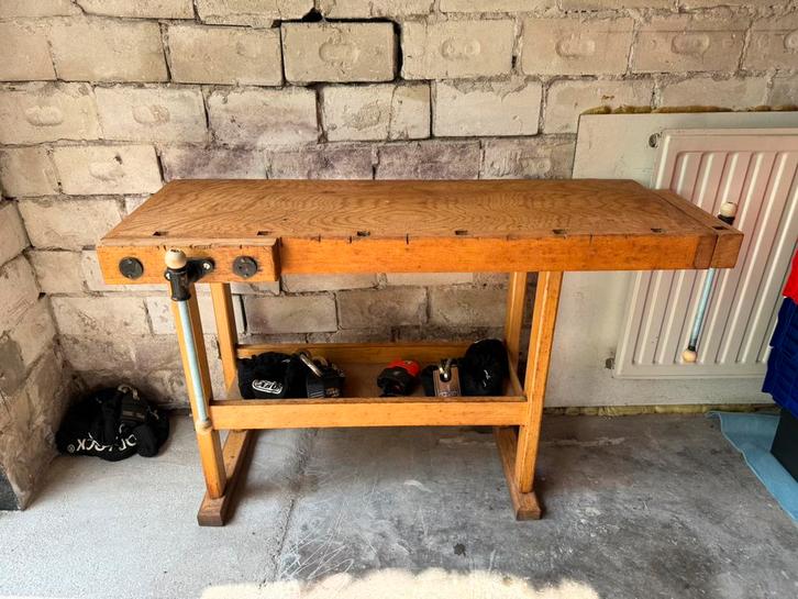 Antieke Houten Werkbank Klein Hout Antiek Werk Bank, Doe-het-zelf en Verbouw, Werkbanken, Gebruikt, 70 tot 120 cm, Bankschroef