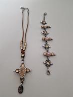 Bibi ketting en armband, Ophalen of Verzenden, Zo goed als nieuw, Roze, Met strass
