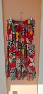 Vintage rok, maat 40/L - rood - print - bloemen - 90's, Maat 38/40 (M), ?, Vintage, Gedragen