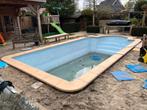 Randtegels zwembad (ca 7,5 x 3,5m) - geel, Tuin en Terras, Ophalen, Gebruikt, 10 m² of meer, Beton