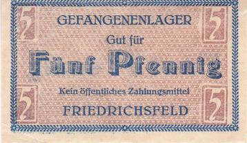GEVANGENENLAGER  FUNF  PFENNIG    FRIEDRICHFELD beschikbaar voor biedingen