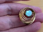 Vintage Broche Goudkleurig cirkels met steentje, Overige materialen, Minder dan 4 cm, Ophalen of Verzenden, Zo goed als nieuw