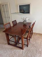EETKAMERTAFEL EN 4 STOELEN, Huis en Inrichting, Ophalen, Gebruikt, Bruin, Vier