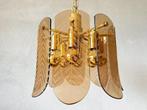Vintage smoked glas hanglamp, Ophalen of Verzenden, Zo goed als nieuw, Glas, Minder dan 50 cm