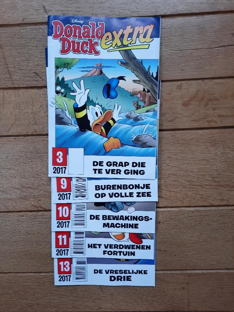 Donald Duck Extra nummer 3-9-10-11-13-2017 - 5 stuks -, Boeken, Stripboeken, Gelezen, Meerdere stripboeken, Ophalen of Verzenden