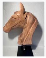 Woondeco XL Houten paardenhoofd, metalen standaard, Antiek en Kunst, Ophalen of Verzenden