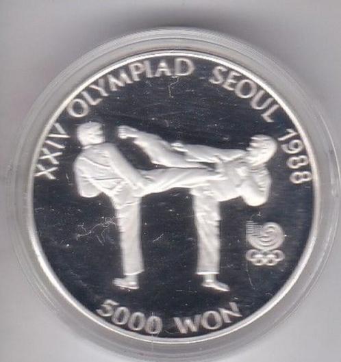 Zuid Korea 5000 Won 1987 (zilver), Postzegels en Munten, Munten | Azië, Losse munt, Zuidoost-Azië, Zilver, Verzenden