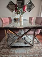 Eettafel, salontafel en 6 velvet eetkamerstoelen, Ophalen of Verzenden