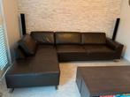 Hoekbank  bruin leer, Huis en Inrichting, Banken | Bankstellen, Ophalen, Gebruikt, 100 tot 125 cm, Hoekbank