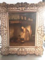 Boeren interieur. Gesigneerd G Meyer, Antiek en Kunst, Kunst | Schilderijen | Klassiek, Ophalen of Verzenden