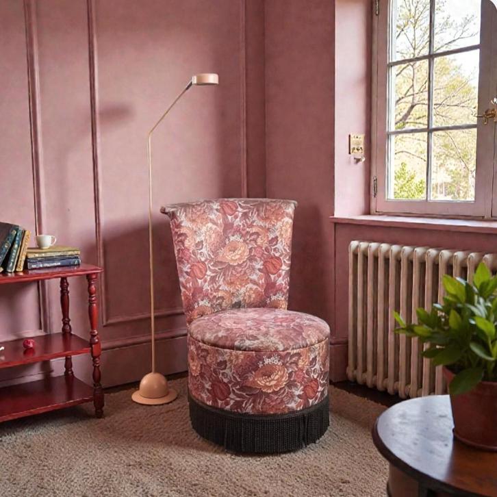 Fauteuil roze vintage, Huis en Inrichting, Stoelen, Gebruikt, Eén, Stof, Overige kleuren, Ophalen of Verzenden