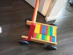 Houten Loopwagen met Blokken, Ophalen of Verzenden, Gebruikt, Duw- of Trekspeelgoed