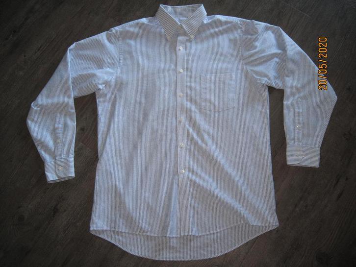 Van Heusen blauw gestreept overhemd maat M, Kleding | Heren, Overhemden, Gedragen, Halswijdte 39/40 (M), Blauw, Ophalen of Verzenden