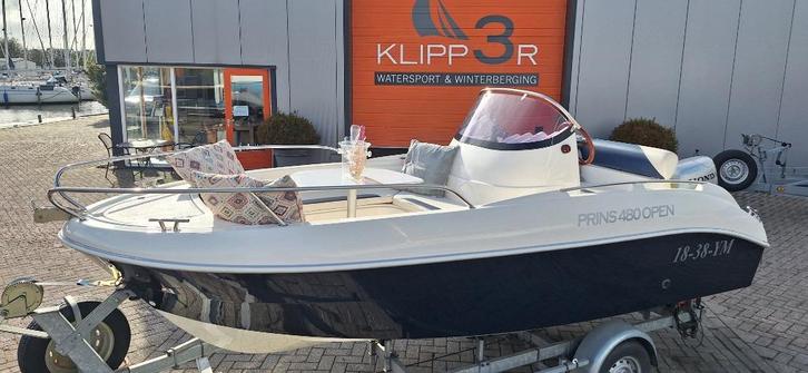 Prins 480 Open | Honda 50PK 4T | Cabin | Zondek | Zeer mooi, Watersport en Boten, Vis- en Consoleboten, Zo goed als nieuw, 50 tot 70 pk