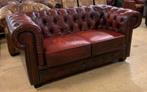 Prachtige Chesterfield Bank 2 Zits Wijnrood., Ophalen of Verzenden, Gebruikt, Leer, Chesterfield