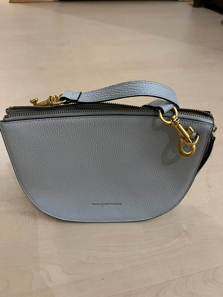 Als NW SMAAK AMSTERDAM leren tas lichtbl/goud + lang hengsel, Sieraden, Tassen en Uiterlijk, Tassen | Damestassen, Schoudertasje