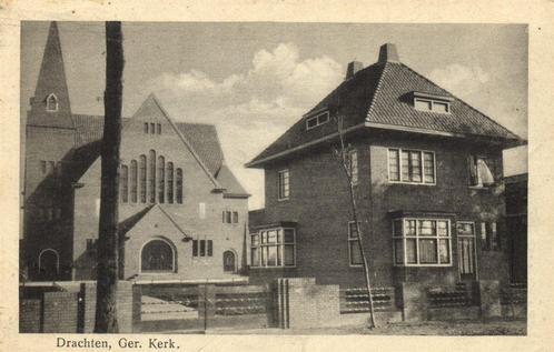 Drachten, Ger. Kerk. - gelopen, Verzamelen, Ansichtkaarten | Nederland, Gelopen, Friesland, 1920 tot 1940, Verzenden