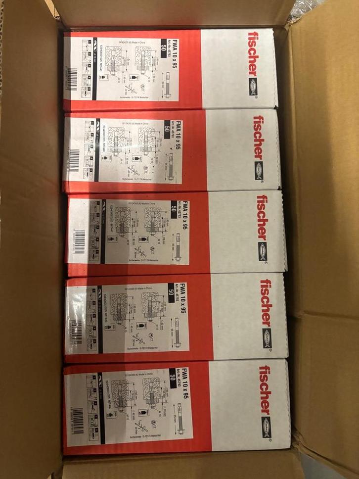 Keilbouten Fischer FWA 10x95 - 75 Doosjes (50 stuks), Doe-het-zelf en Verbouw, IJzerwaren en Bevestigingsmiddelen, Nieuw, Bouten of Moeren