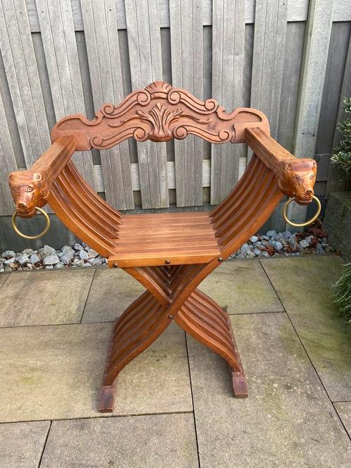 Prachtige Savonarola stoel – Italiaans, ca. 1900-1940, Antiek en Kunst, Antiek | Meubels | Stoelen en Banken, Ophalen