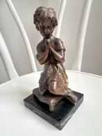 Antiek bronzen beeld 'Biddend Kind' - De Moreau, ca. 1900, Ophalen of Verzenden