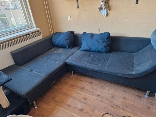 Zwarte hoekbank, Huis en Inrichting, Banken | Bankstellen, Gebruikt, Hoekbank, Overige maten, 200 tot 250 cm, 150 cm of meer, Kunststof