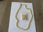 Vintage geknoopte parelketting 65 cm + extra parels, Ophalen of Verzenden, Gebruikt, Overige kleuren, Overige materialen