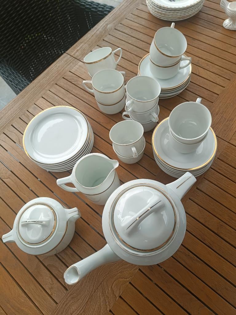 Koffie/theeservies 6 personen, porselein., Antiek en Kunst, Antiek | Servies compleet, Ophalen of Verzenden