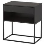 2stuks Zwart Nachtkastje met Lade (Ikea, Vikhammer 60x39cm), Huis en Inrichting, Slaapkamer | Nachtkastjes, Minder dan 45 cm, Metaal of Aluminium