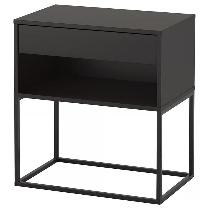 2stuks Zwart Nachtkastje met Lade (Ikea, Vikhammer 60x39cm), Huis en Inrichting, Slaapkamer | Nachtkastjes, Nieuw, Minder dan 55 cm