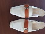 Mauro Teci leren slippers, wit + gesp maat 40,5, Mauro Teci, Wit, Zo goed als nieuw, Sandalen of Muiltjes