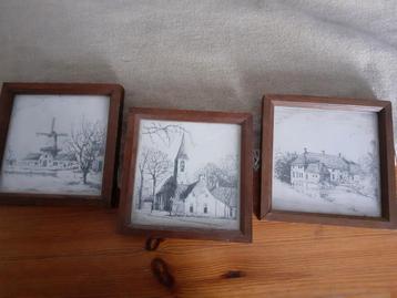 3 houten platen met print van Roden.  beschikbaar voor biedingen