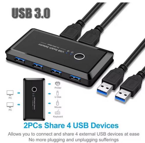 USB 3.0 Switch + USB kabels, Computers en Software, Pc- en Netwerkkabels, Zo goed als nieuw, Ophalen of Verzenden