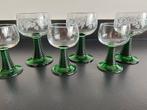 6 Vintage Duitse Roemers met groene gedraaide voet, Ophalen of Verzenden