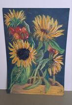 Zonnebloemen krijttekening, Antiek en Kunst, Ophalen of Verzenden