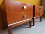 Set vintage design nachtkastjes, night stands, kastjes, Huis en Inrichting, Overige materialen, Gebruikt, Minder dan 45 cm, Vintage