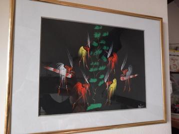 Fraai Amboria schilderij Afrikaanse krijgers in rituele dans beschikbaar voor biedingen