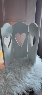 Wit Driedelig Luikje met Houten Hartjes, Antiek en Kunst, Curiosa en Brocante, Ophalen of Verzenden