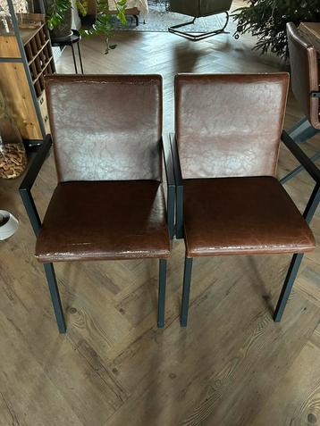 4 industrieel leren eetkamerstoelen “Goossens” beschikbaar voor biedingen