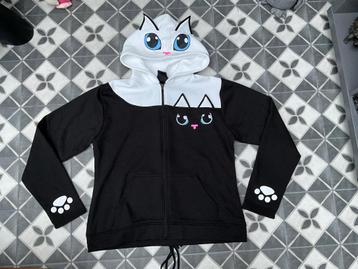 "Kitty Hood" Vest met capuchon zwart-wit van Cupcake Cult beschikbaar voor biedingen