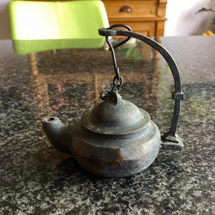 Olielampje, tuitlampje, keteltje, brons, antiek, Antiek en Kunst, Antiek | Koper en Brons, Ophalen