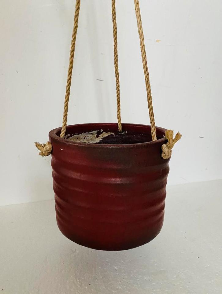 Mobach rode keramiek plantenhanger / bloempot, Tuin en Terras, Bloempotten, Aardewerk, Binnen, Minder dan 40 cm, Minder dan 25 cm