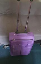 Paars Handbagage Koffer met Wielen en Trekhaak veel Vakjes, Ophalen, Uitschuifbare handgreep, 50 tot 60 cm, Hard kunststof