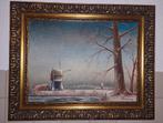 Mooi winterlandschap met molen aan het water ., Ophalen of Verzenden