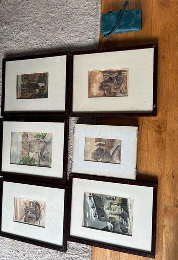 6 originele schilderijen maastricht van hub jonas 15x22 cm beschikbaar voor biedingen