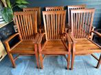 6 teak houten stoelen met armleuningen., Huis en Inrichting, Stoelen, Ophalen, Gebruikt, Bruin