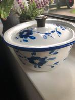 Emaille blauw-wit Peacock, schaaltje met deksel, Ophalen of Verzenden