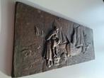 vintage plaquette koper relief schepen, zeilboten antiek, Antiek en Kunst, Ophalen of Verzenden, Koper